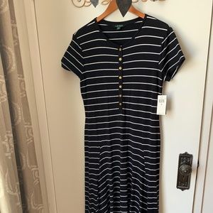 Ralph Lauren Stretchy black/white stripes maxi dress. XL